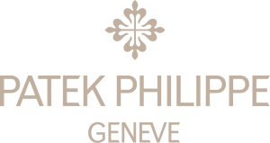 Patek Philippe logo with 'Geneve' text in a beige color on a white background
